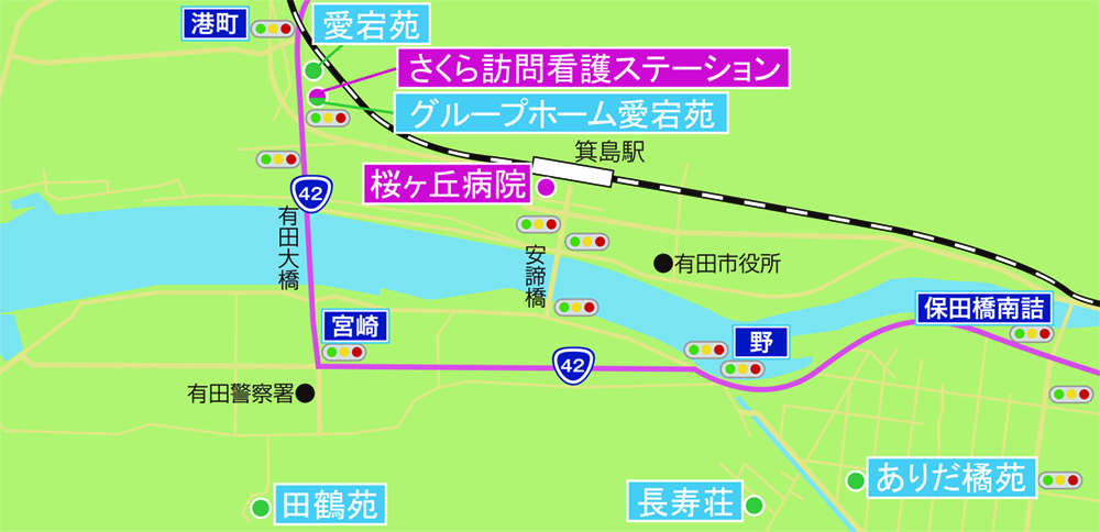 桜ヶ丘病院　グループ地図